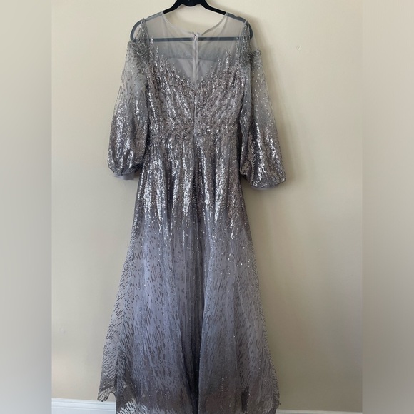 NWT Mac Duggal JEWEL ENCRUSTED ILLUSION LONG SLEEVE A LINE GOWN $798 - Picture 3 of 16